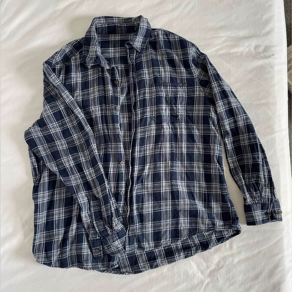 Urban Outfitters Navy and White Plaid Shirt